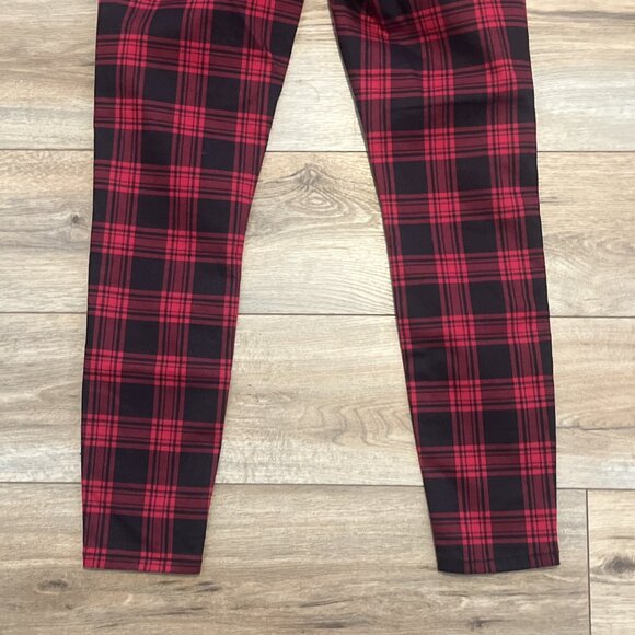 Hot Topic Denim High Rise Super Skinny Pants SZ 9 Black Red Plaid - Picture 13 of 13